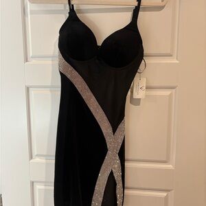 Windsor Elegant Black Dress with Sparkling Silver Accents